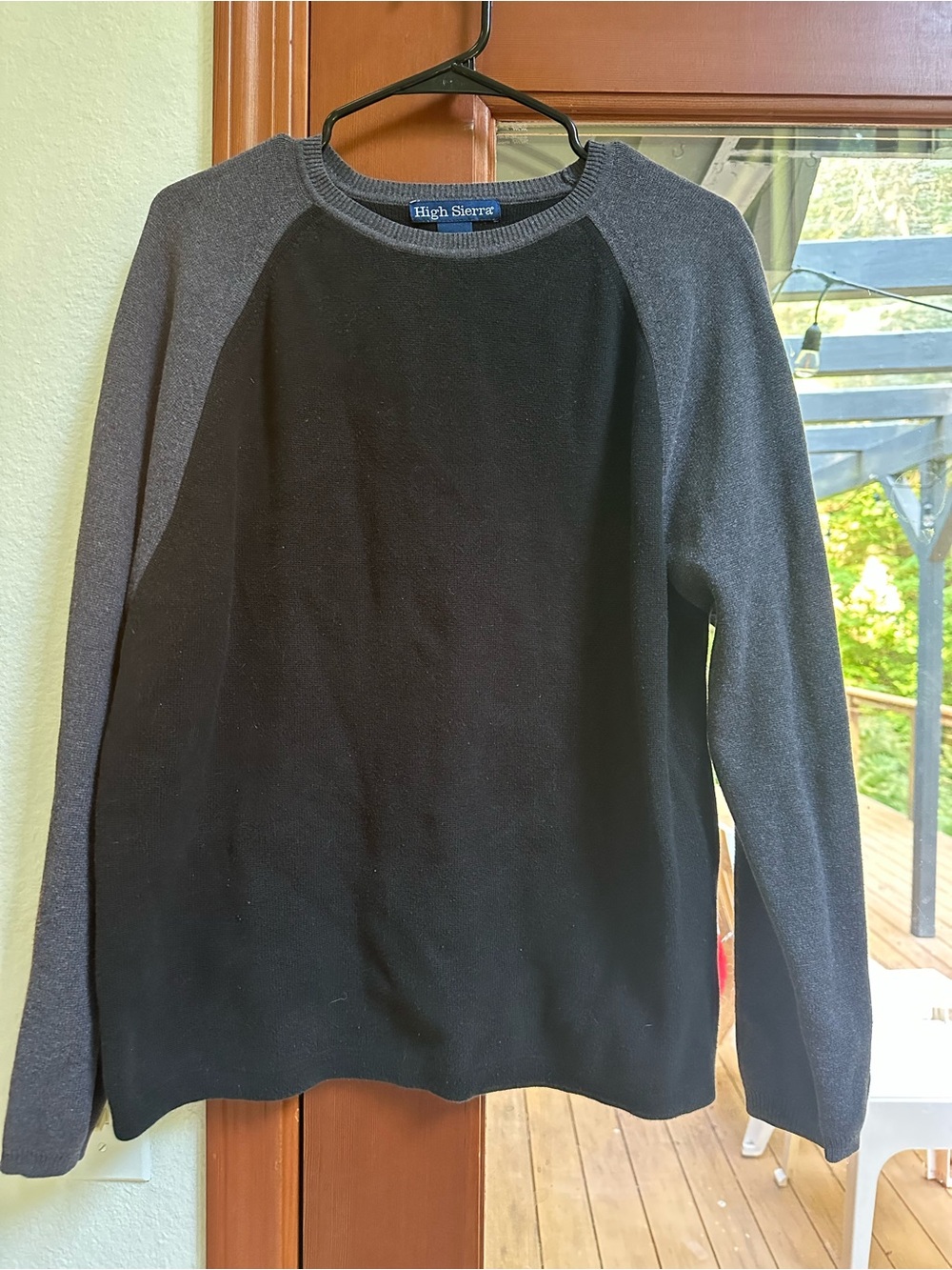 High Sierra Men’s Black Body with Charcoal Raglan Crewneck Sweater
